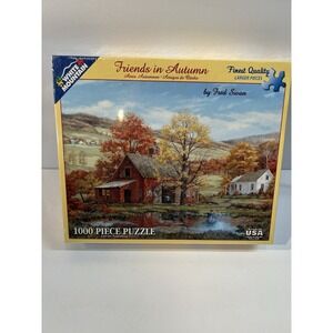 White Mountain Friends in Autumn Puzzle 1000 Pc Fred Swan Fall Barn NEW SEALED